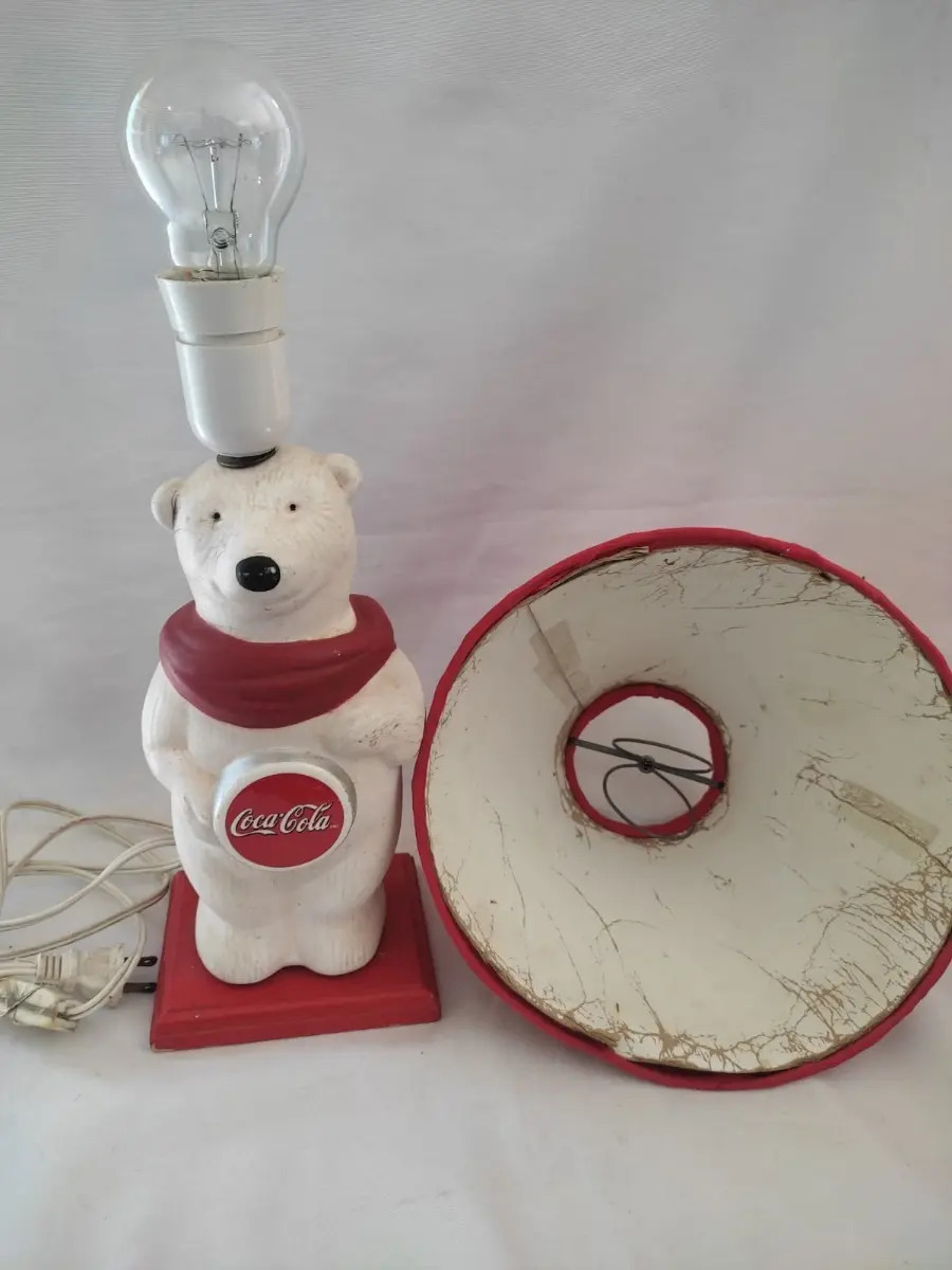 Lampara Oso Coca Cola Yeso Y Madera Vintage 01